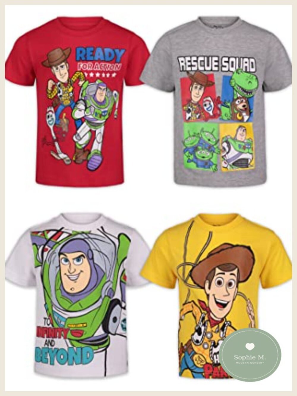 Disney Toy Story 4 Pack Boys Short Sleeve T-Shirts Infant to Big Kid 12mo-20